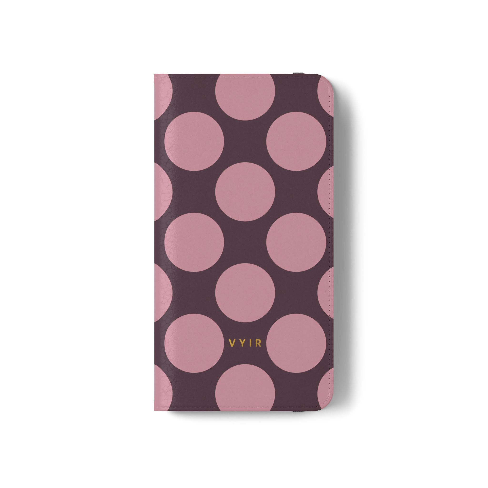 Samsung Galaxy S21 Vegan Leather Wallet Case – Pink Plum Polka Dot Design - VYIR