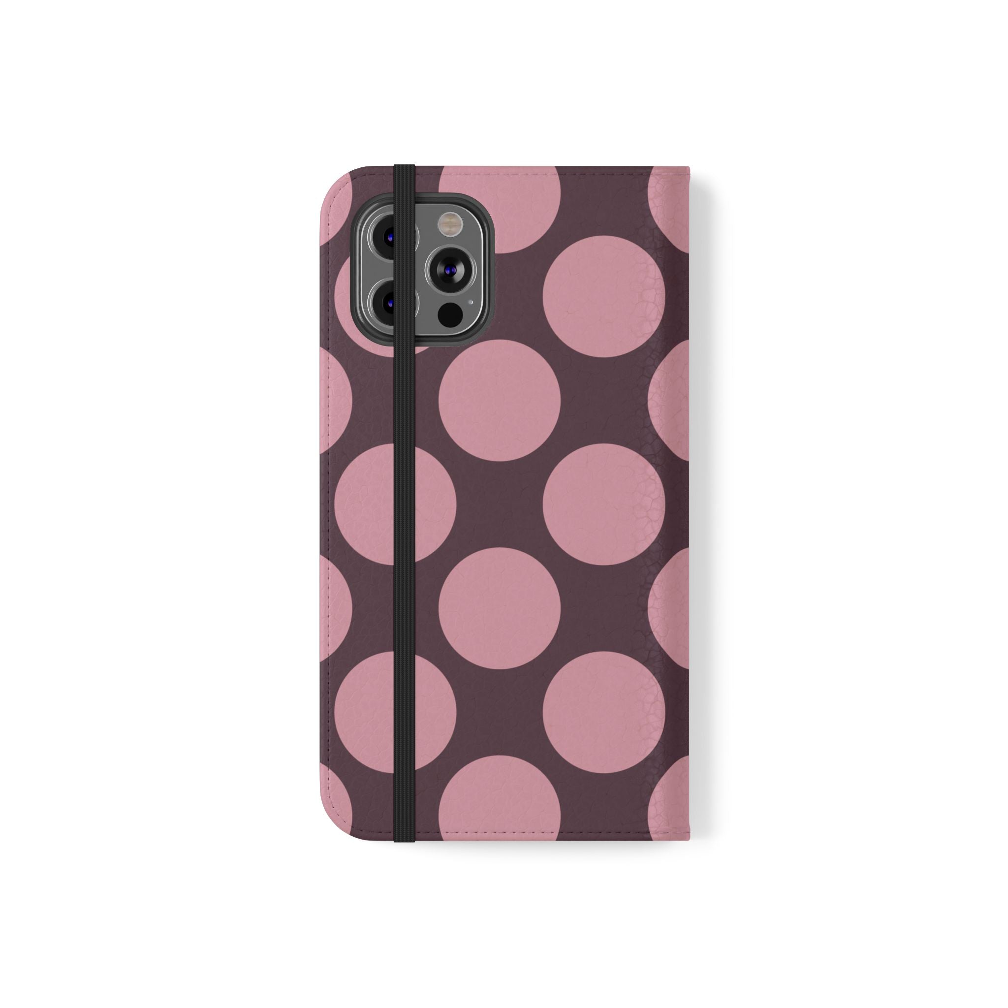 iPhone 12 Pro Vegan Leather Wallet Case – Pink Plum Polka Dot Design - VYIR