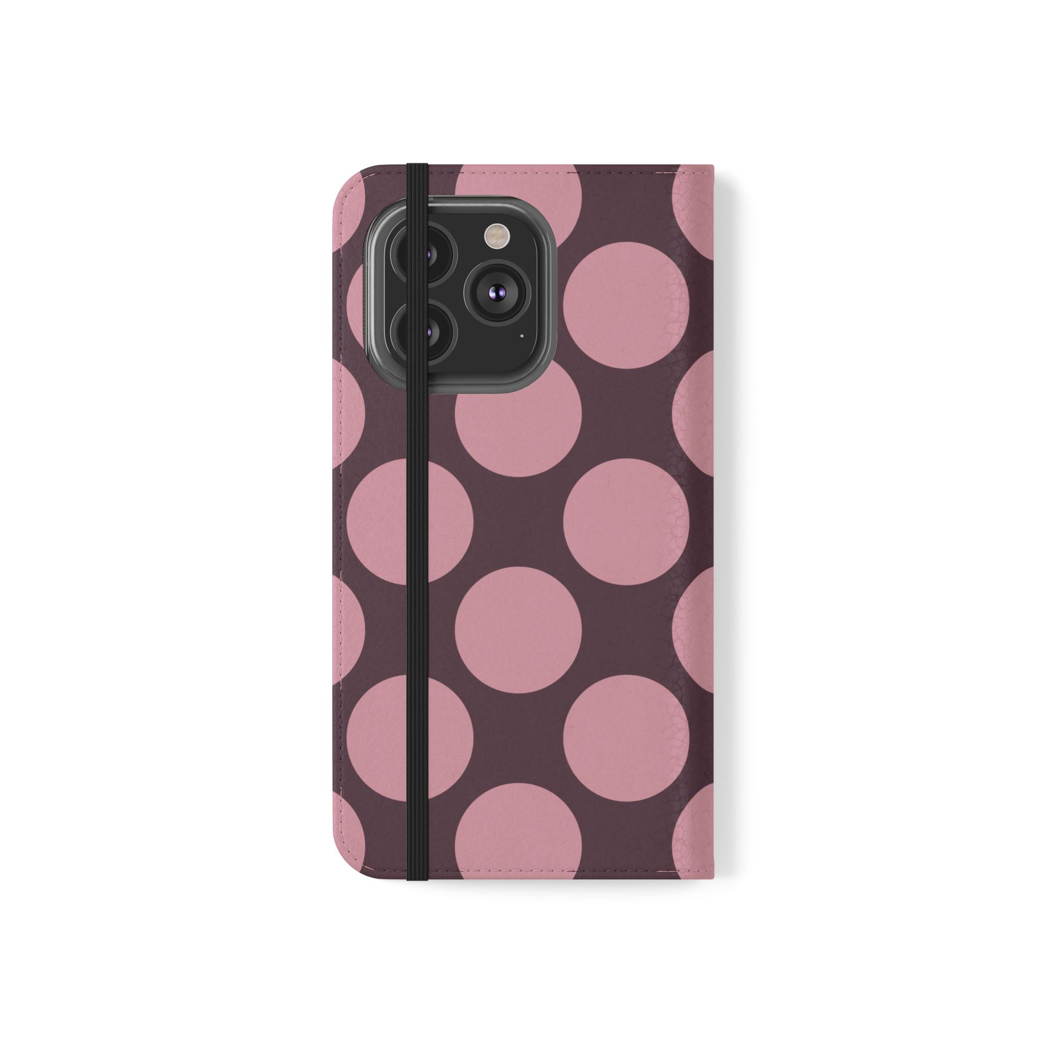 iPhone 13 Pro Vegan Leather Wallet Case – Pink Plum Polka Dot Design - VYIR