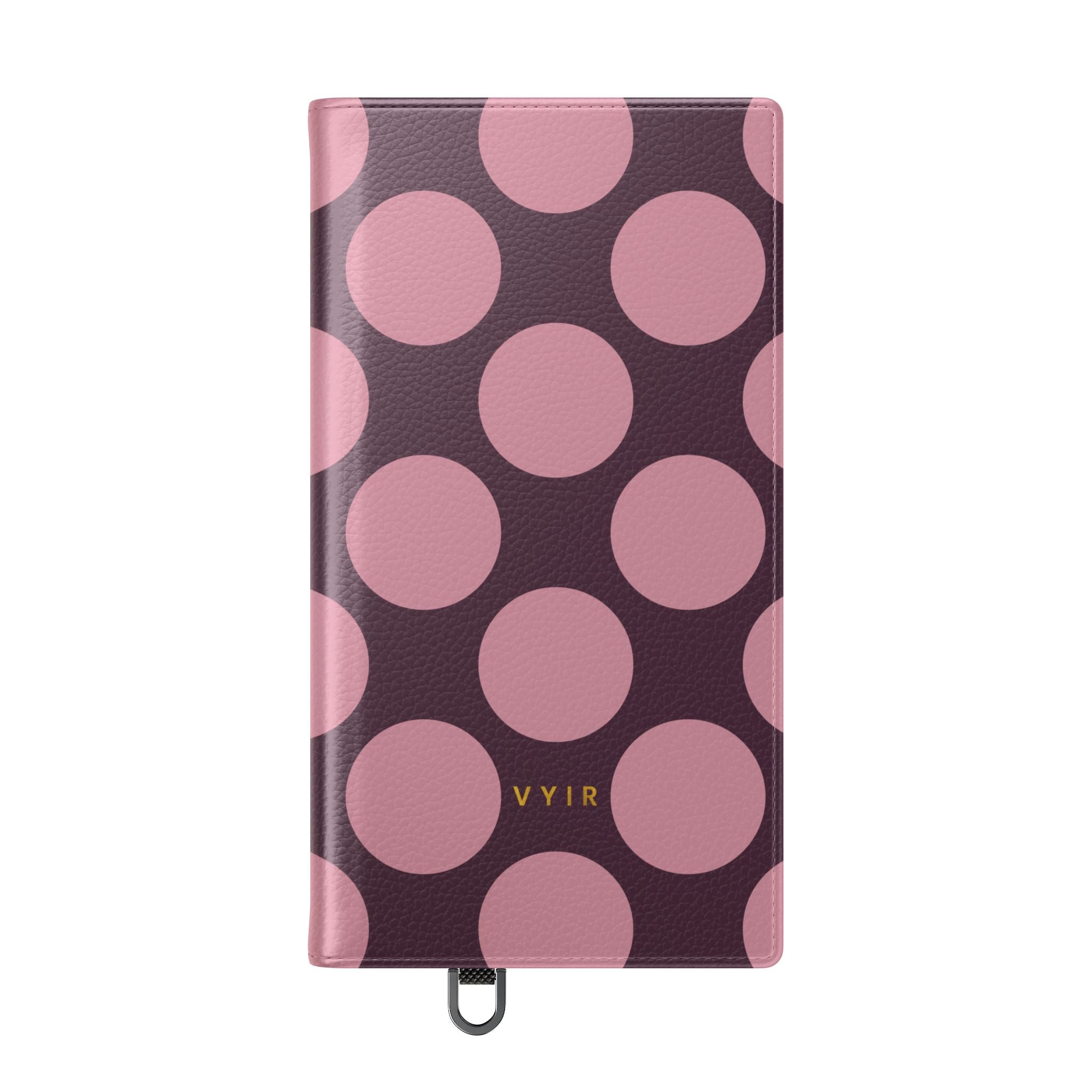 Samsung Galaxy S24 Ultra Vegan Leather Wallet Case – Pink Plum Polka Dot Design - VYIR
