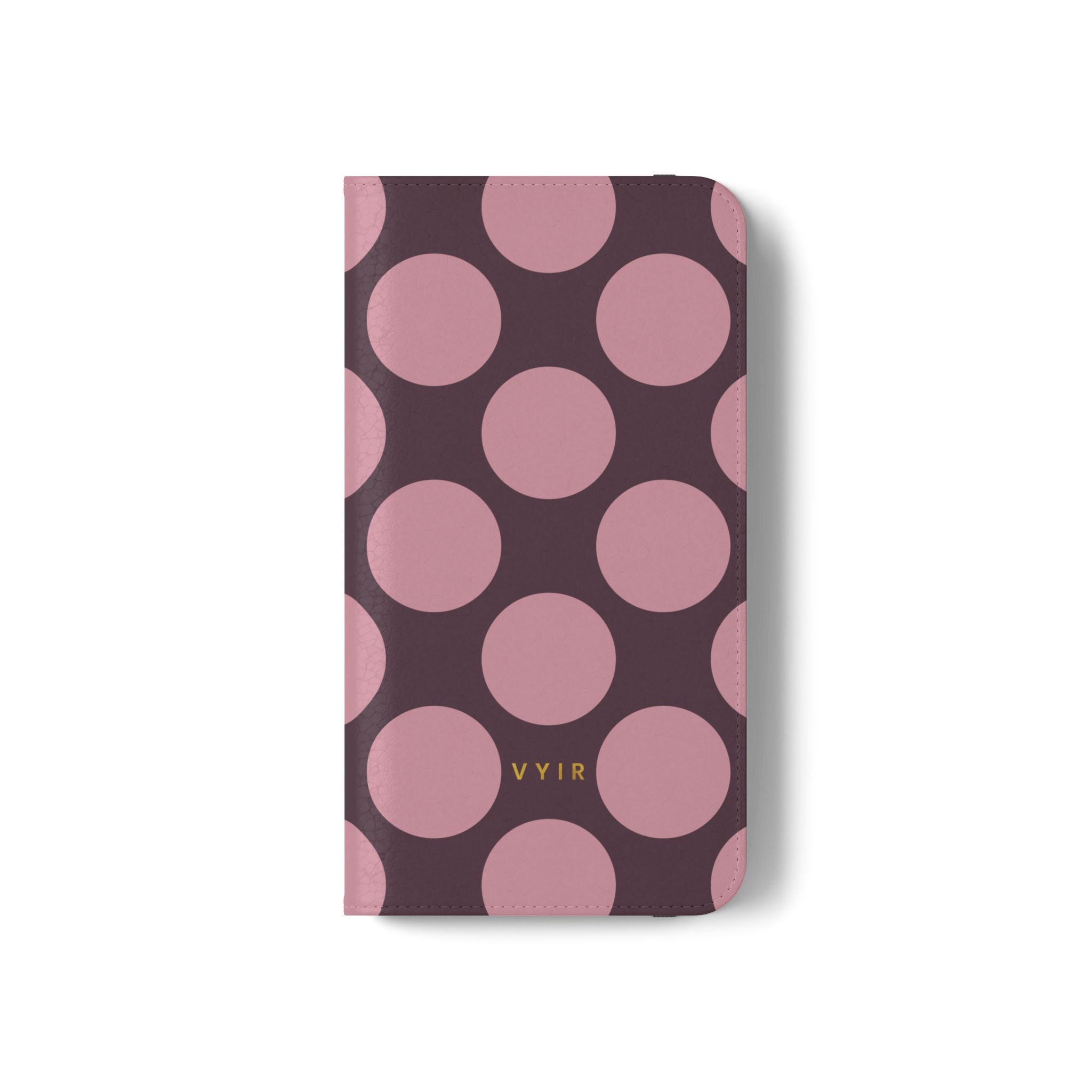 iPhone 11 Pro Max Vegan Leather Wallet Case – Pink Plum Polka Dot Design - VYIR