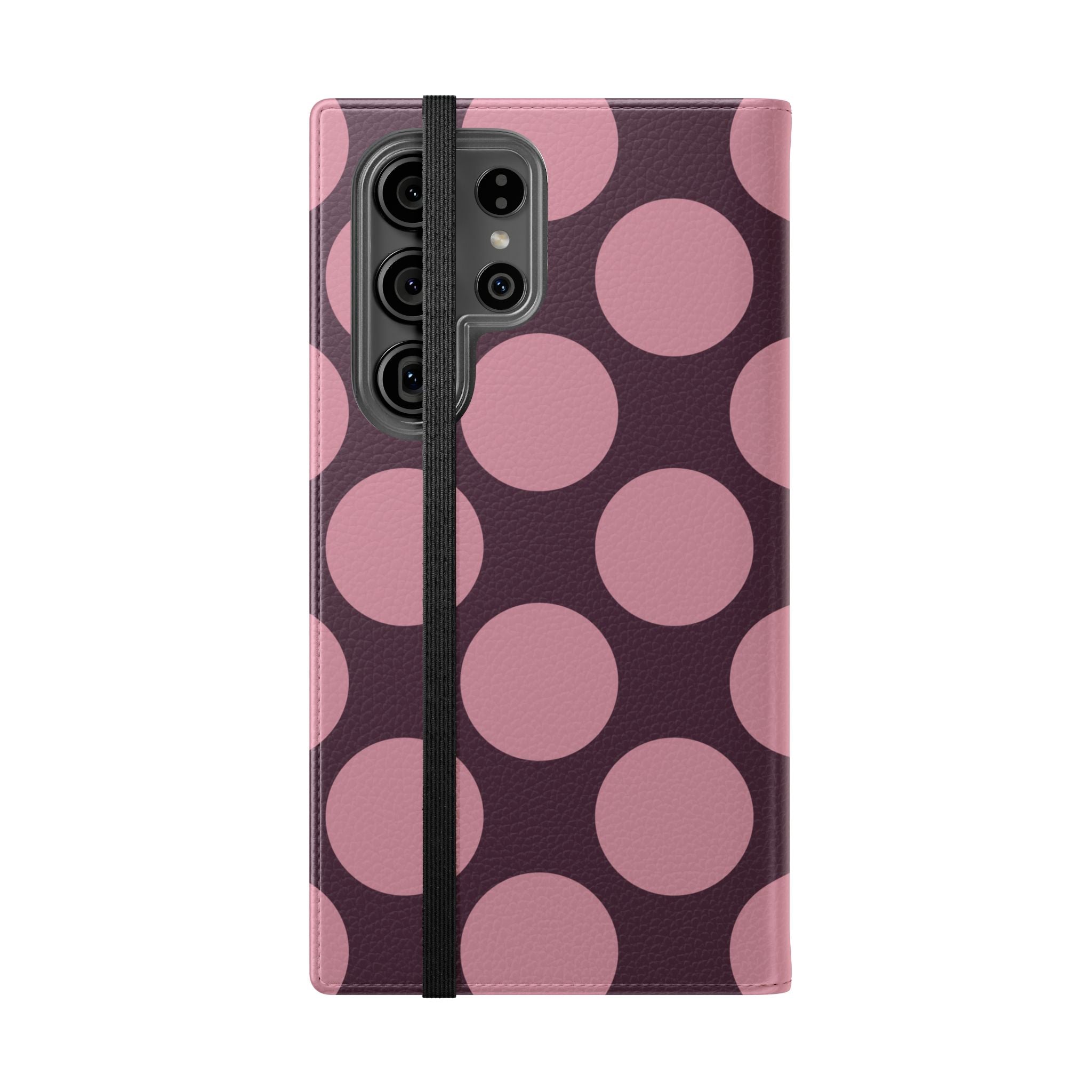 Samsung Galaxy S23 Ultra Vegan Leather Wallet Case – Pink Plum Polka Dot Design - VYIR