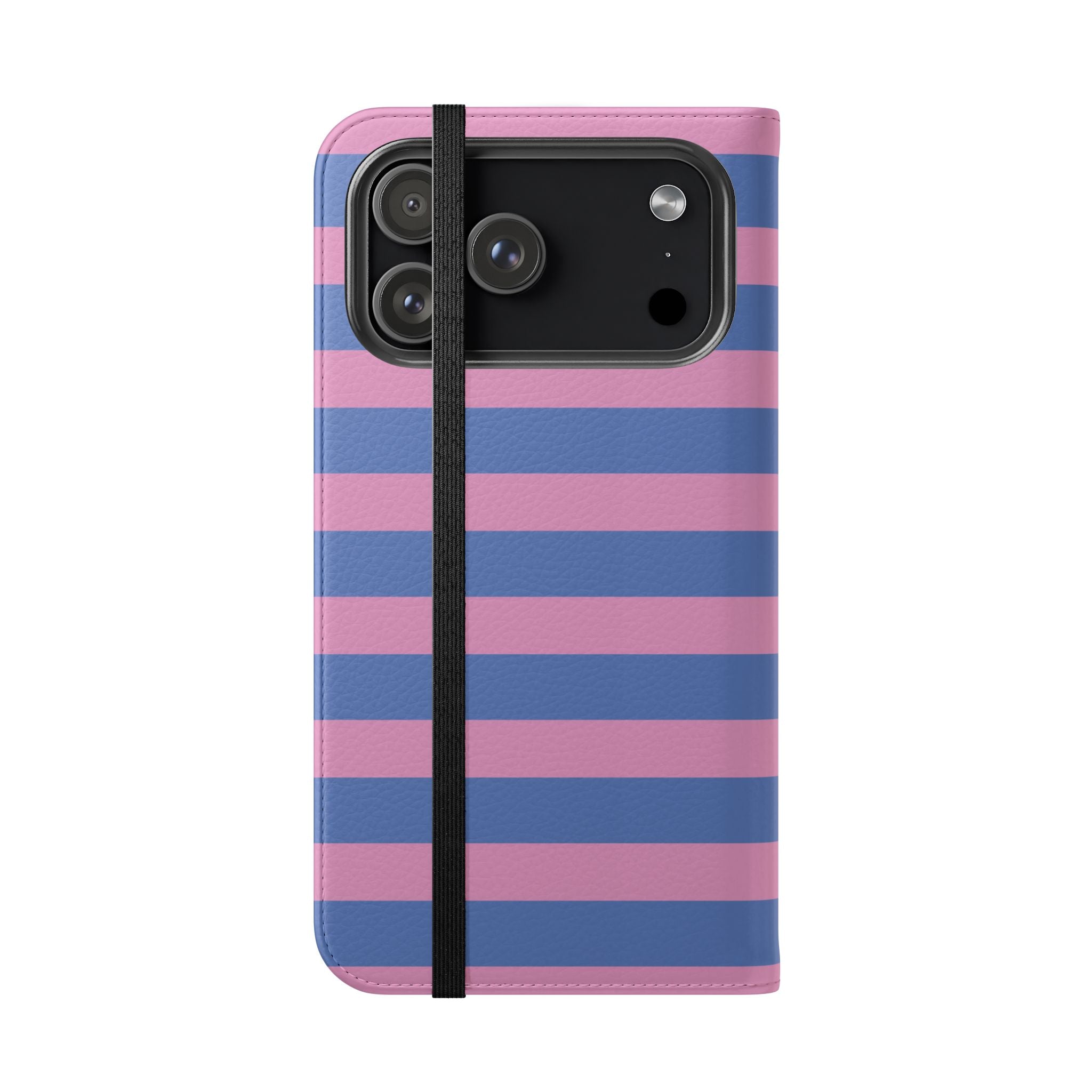 iPhone 17 Pro Max Vegan Leather Wallet Case – Periwinkle Dream Striped Design - VYIR