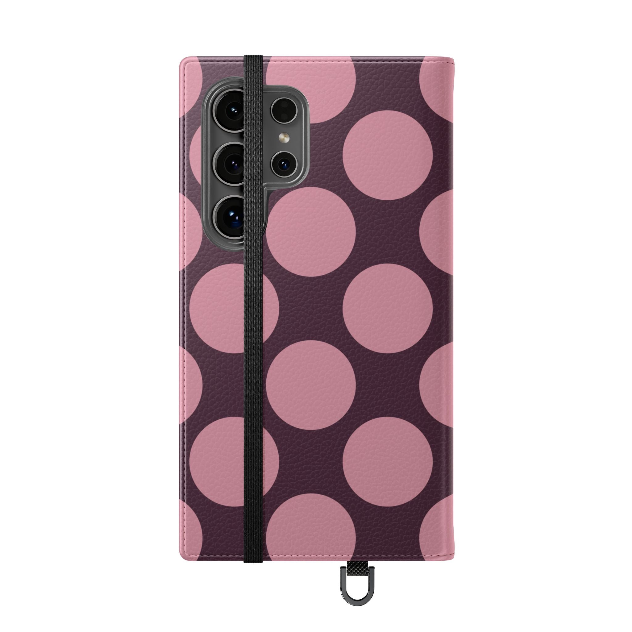 Samsung Galaxy S24 Ultra Vegan Leather Wallet Case – Pink Plum Polka Dot Design - VYIR