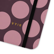 Samsung Galaxy S22 Plus Vegan Leather Wallet Case – Pink Plum Polka Dot Design - VYIR