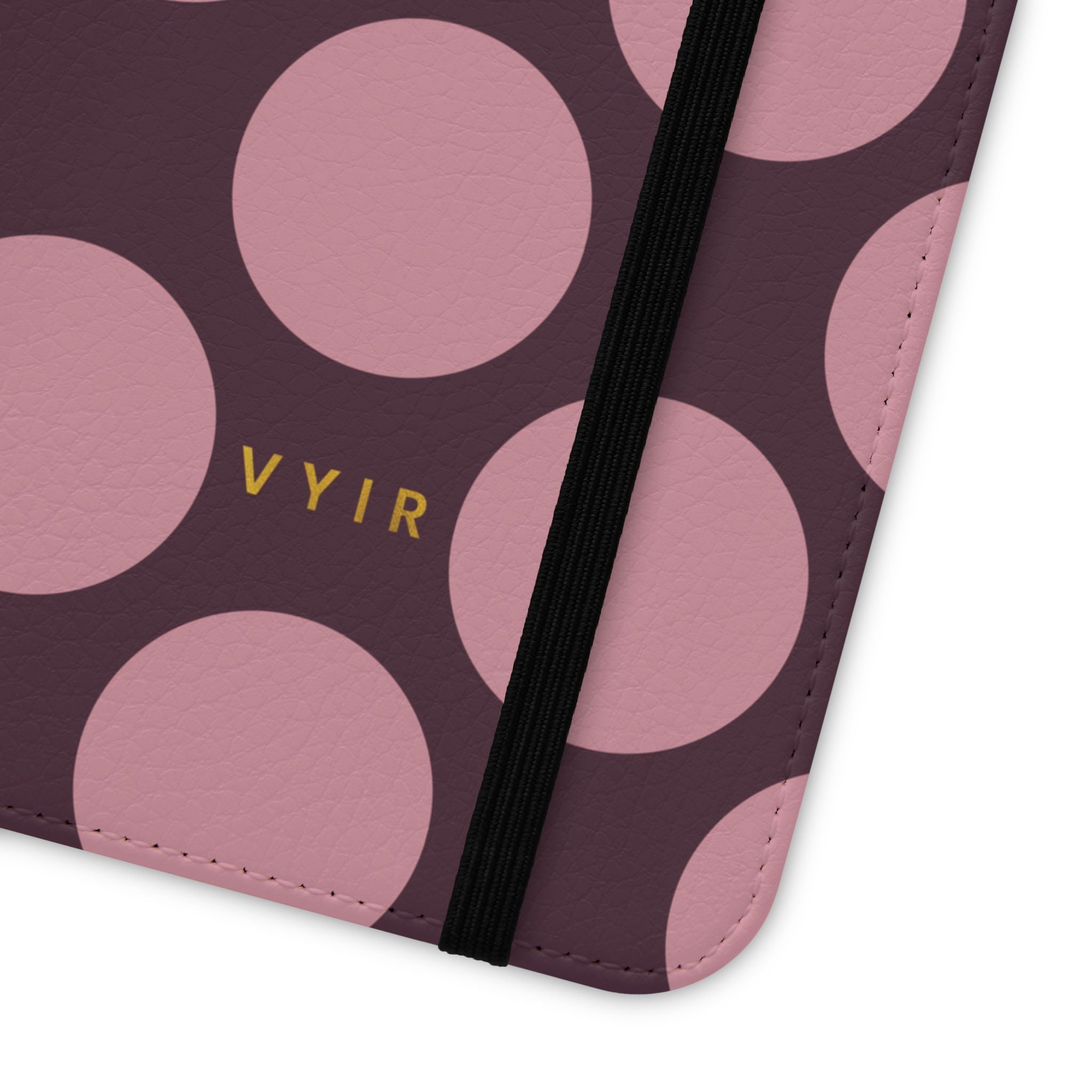 Samsung Galaxy S22 Plus Vegan Leather Wallet Case – Pink Plum Polka Dot Design - VYIR