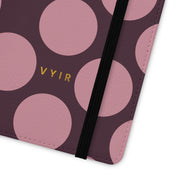 Samsung Galaxy S21 Ultra Vegan Leather Wallet Case – Pink Plum Polka Dot Design - VYIR