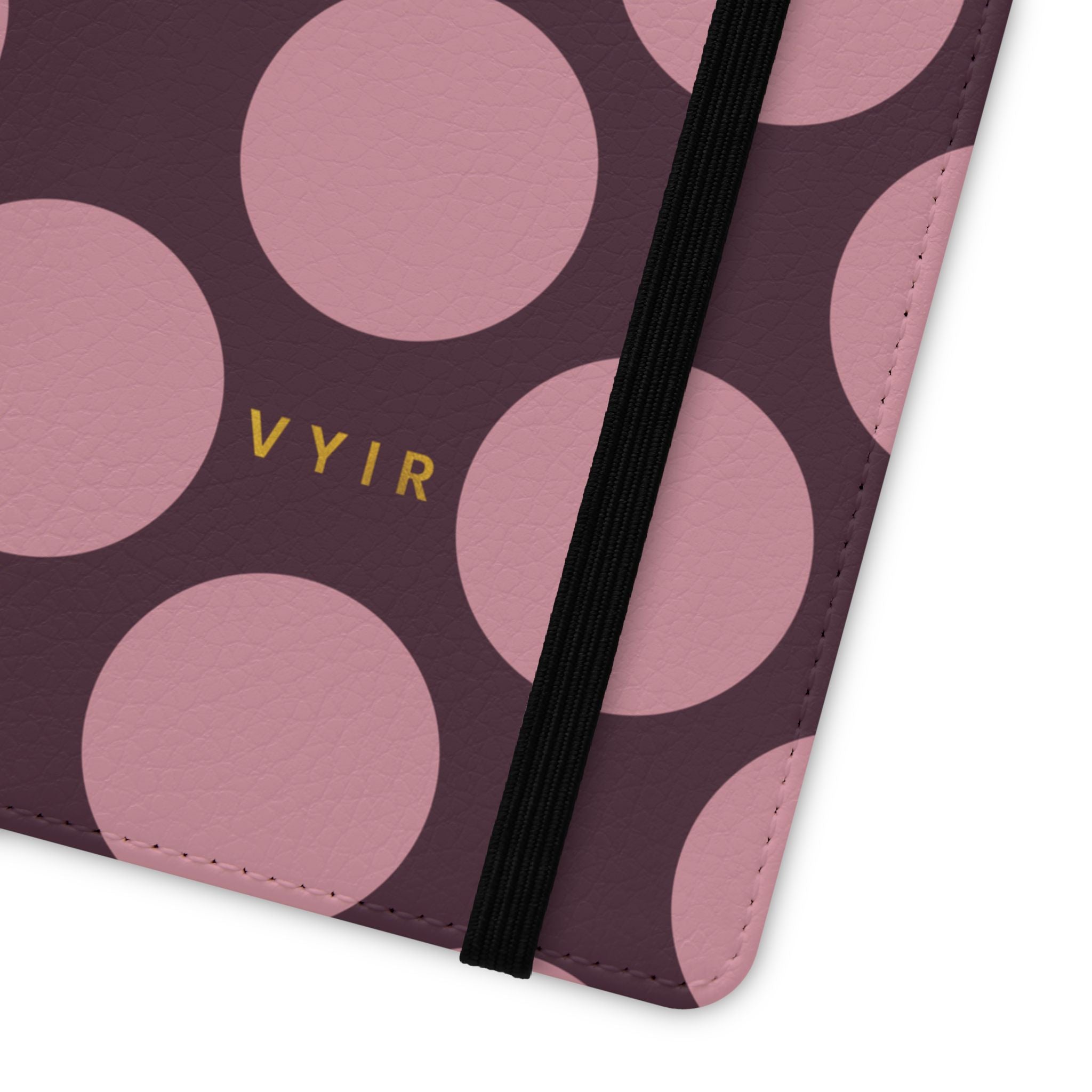 Samsung Galaxy S21 Ultra Vegan Leather Wallet Case – Pink Plum Polka Dot Design - VYIR