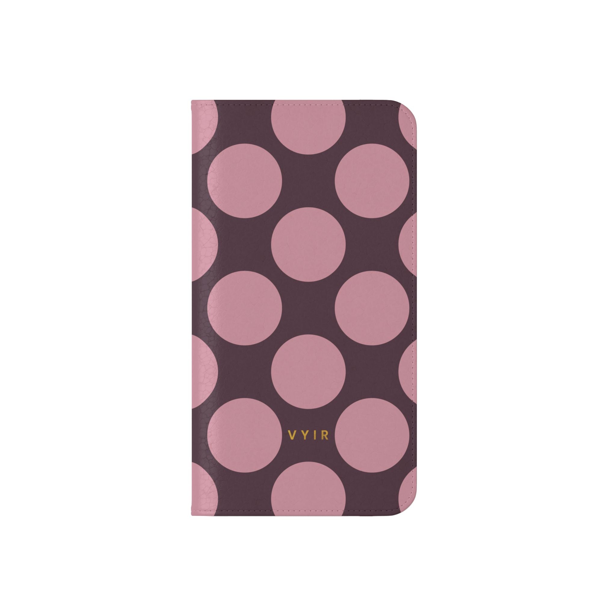 iPhone 11 Vegan Leather Wallet Case – Pink Plum Polka Dot Design - VYIR
