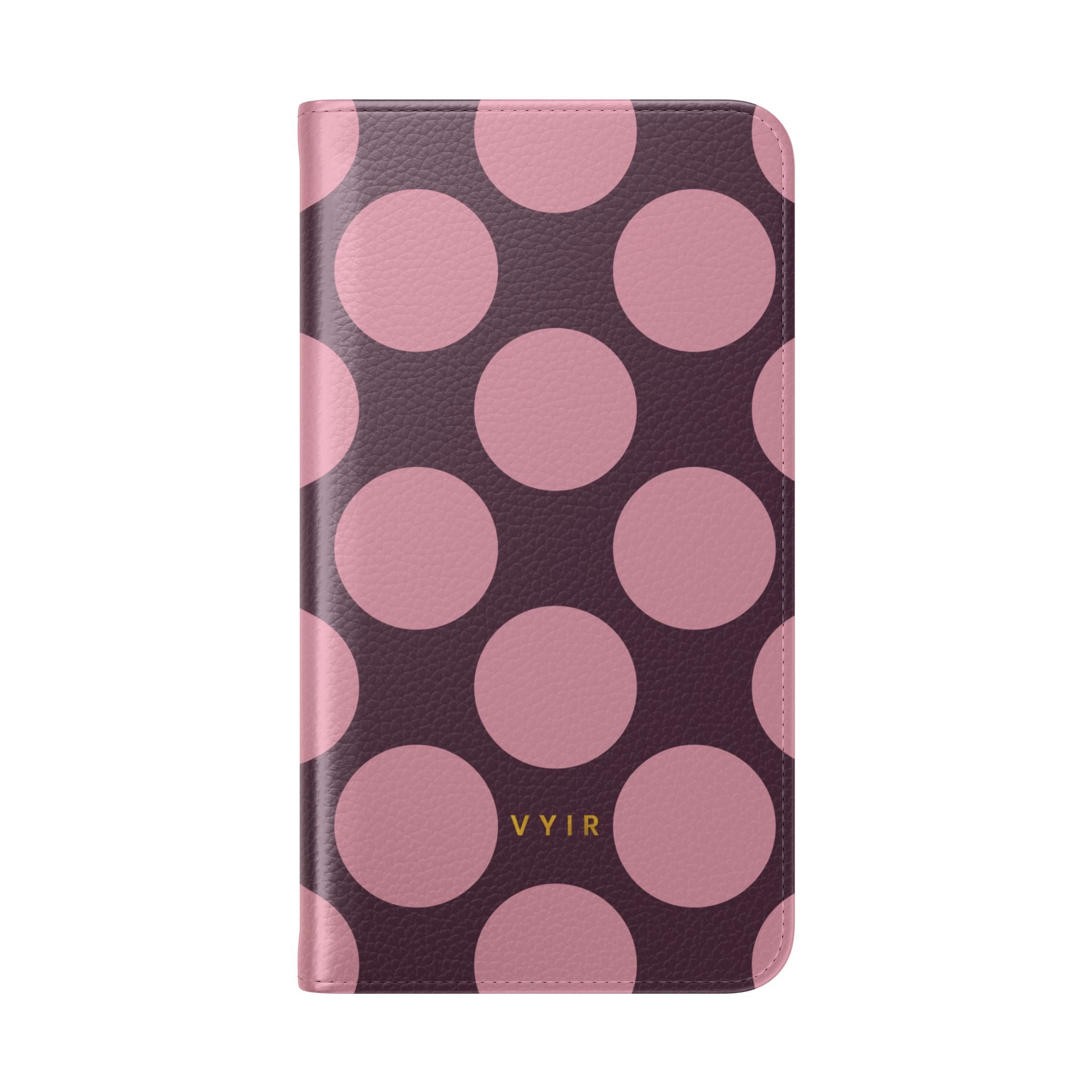 Samsung Galaxy S23 Vegan Leather Wallet Case – Pink Plum Polka Dot Design - VYIR