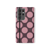 Samsung Galaxy S21 Ultra Vegan Leather Wallet Case – Pink Plum Polka Dot Design - VYIR