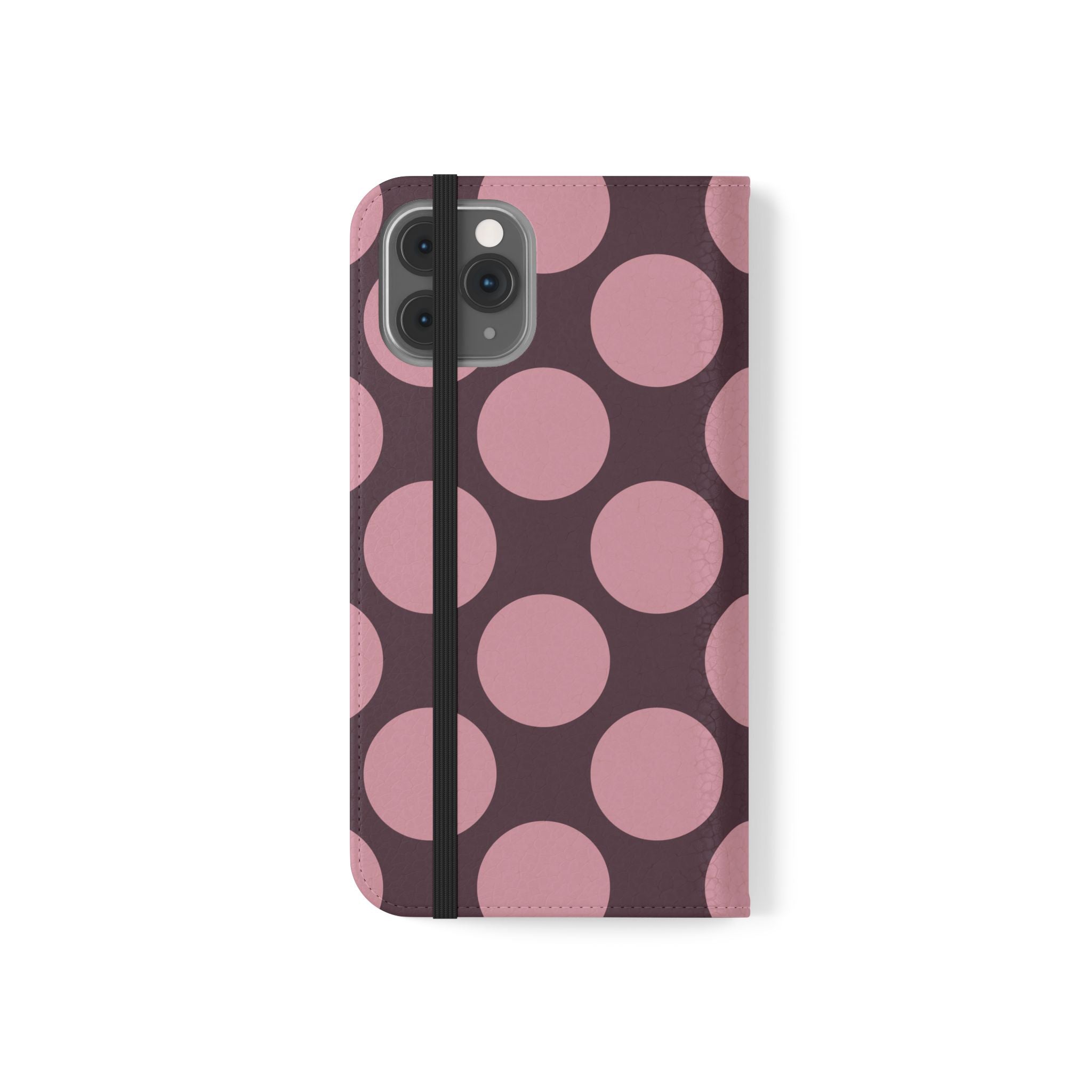 iPhone 11 Pro Vegan Leather Wallet Case – Pink Plum Polka Dot Design - VYIR