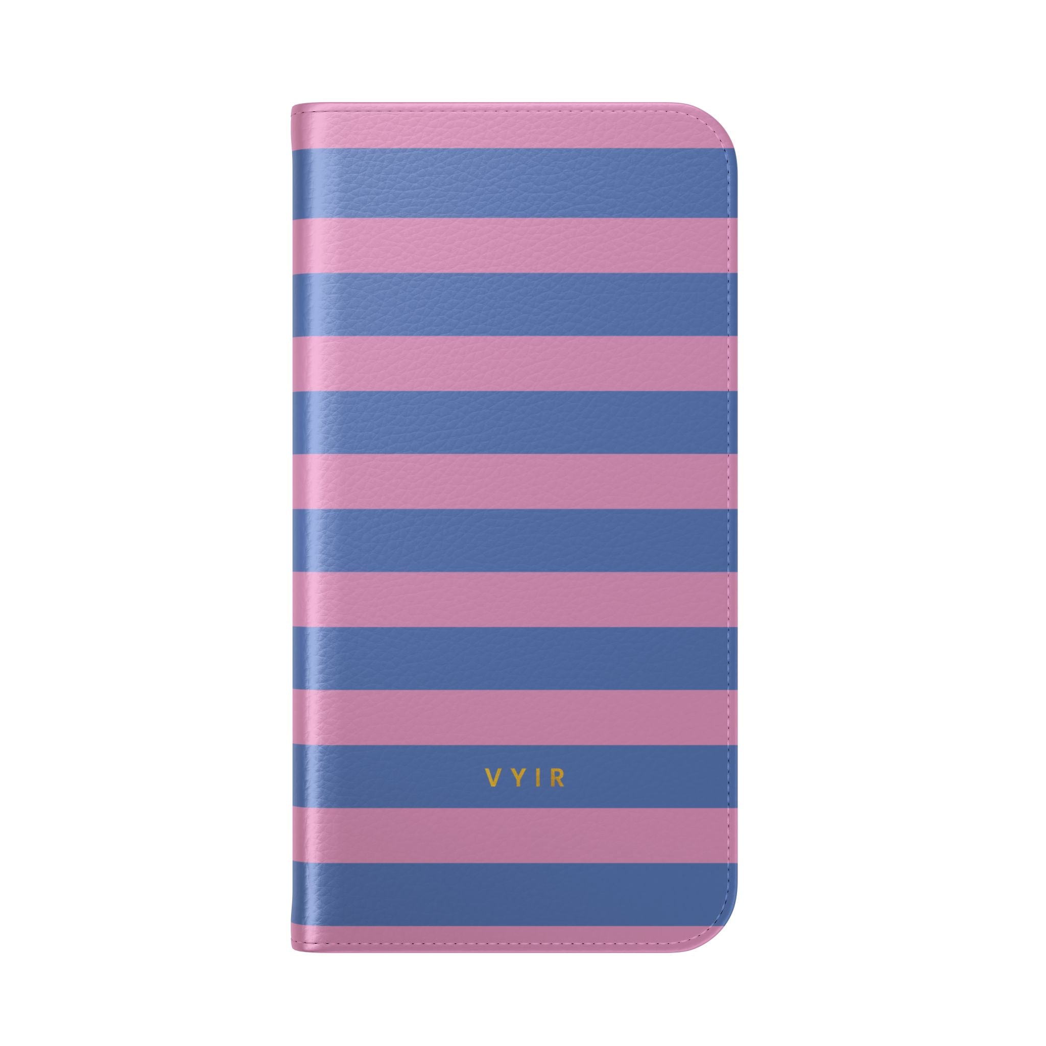 iPhone 17 Pro Max Vegan Leather Wallet Case – Periwinkle Dream Striped Design - VYIR