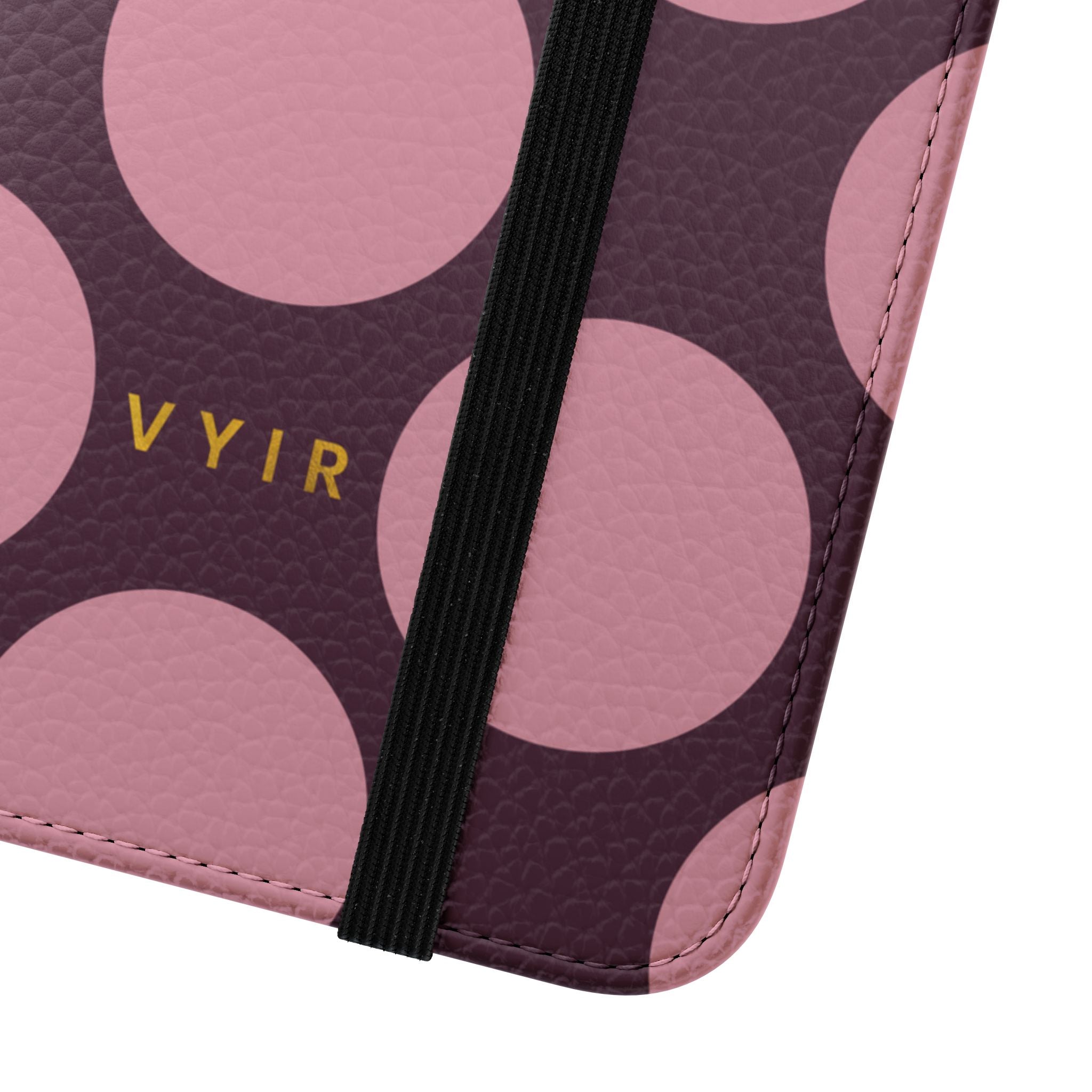 Samsung Galaxy S24 Vegan Leather Wallet Case – Pink Plum Polka Dot Design - VYIR