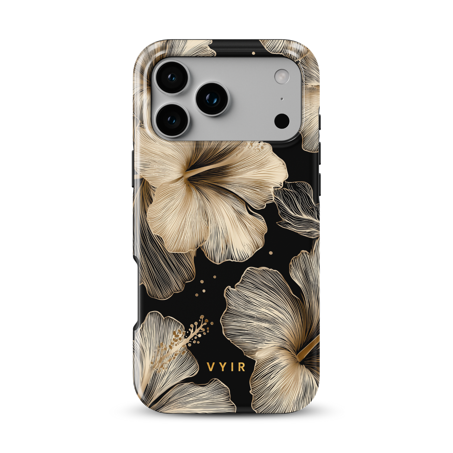 1VYIRBlackandGoldHibiscusFlowers-ShockproofToughMagSafeiPhoneCase.png