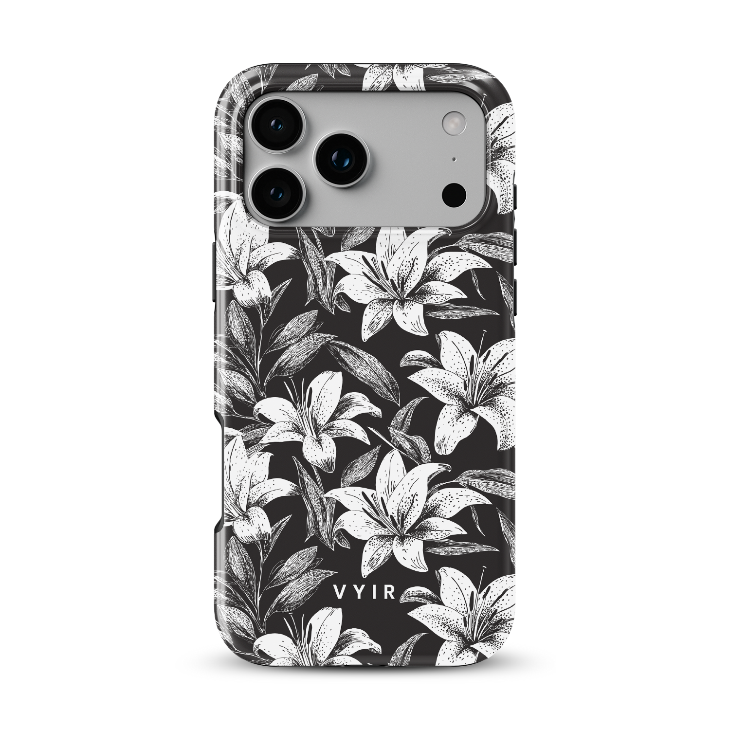 Monochrome Lilies - Shockproof MagSafe iPhone Case