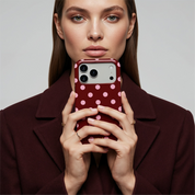 Classic Polka Dots, Burgundy - Shockproof Phone Case