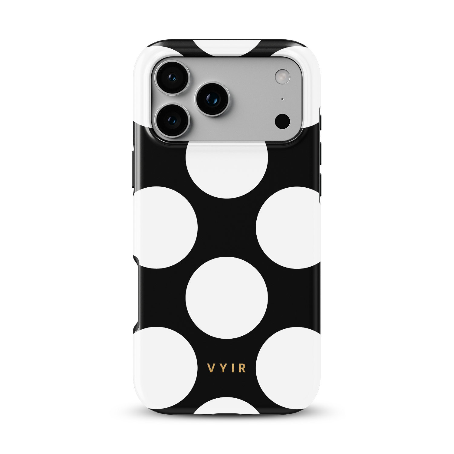 Large Polka Dots, Black Sparkle - Shockproof Phone Case