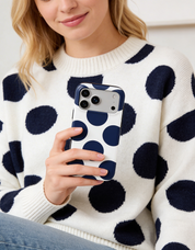 Large Polka Dots, Old Money Blue - Shockproof Phone Case