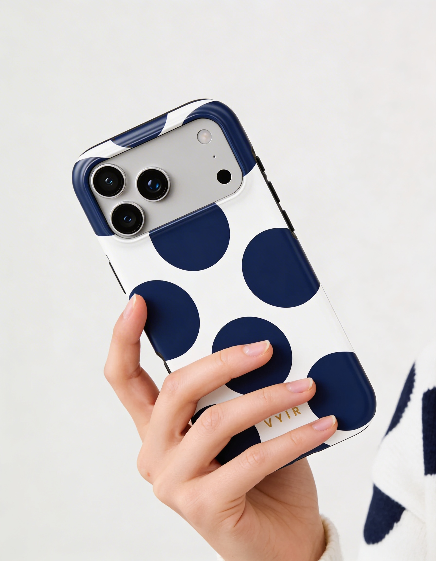 Large Polka Dots, Old Money Blue - Shockproof Phone Case