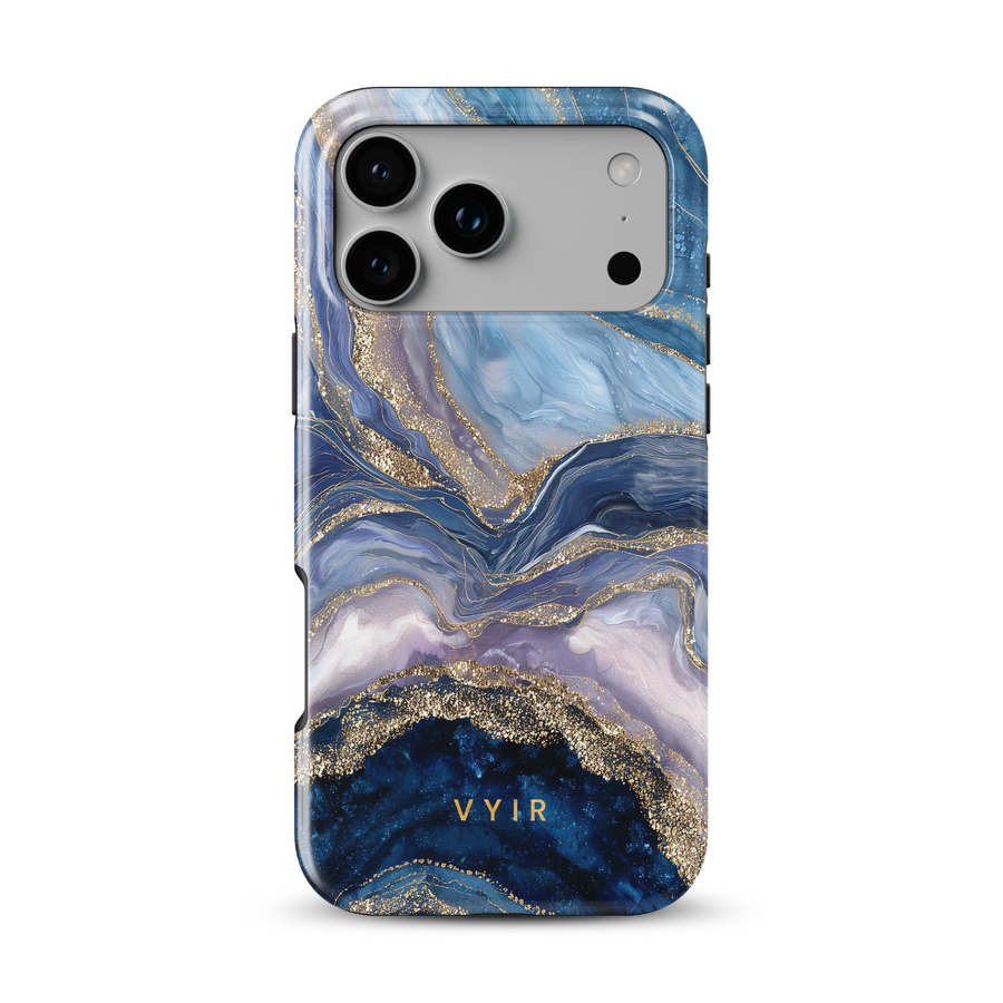 Golden Luxe Marble Blue - Shockproof MagSafe iPhone Case