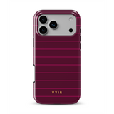 Horizontal Stripes, Merlot - Tough MagSafe iPhone Case
