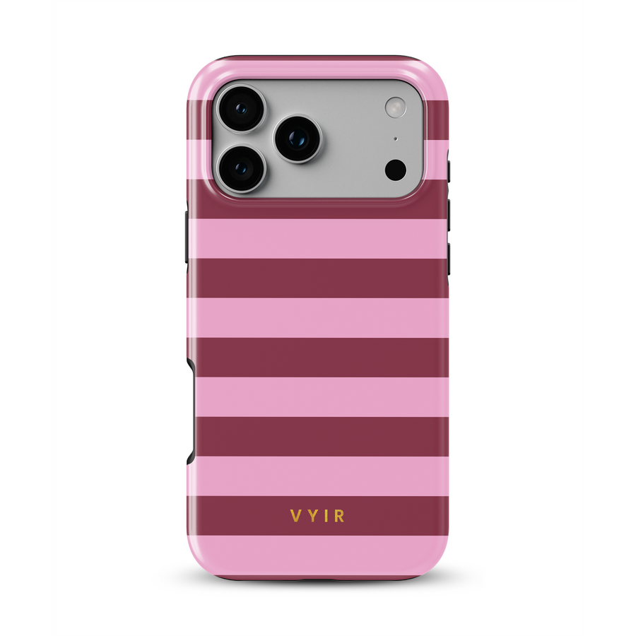 Horizontal Stripes, Candy Pink - Shockproof MagSafe iPhone Case