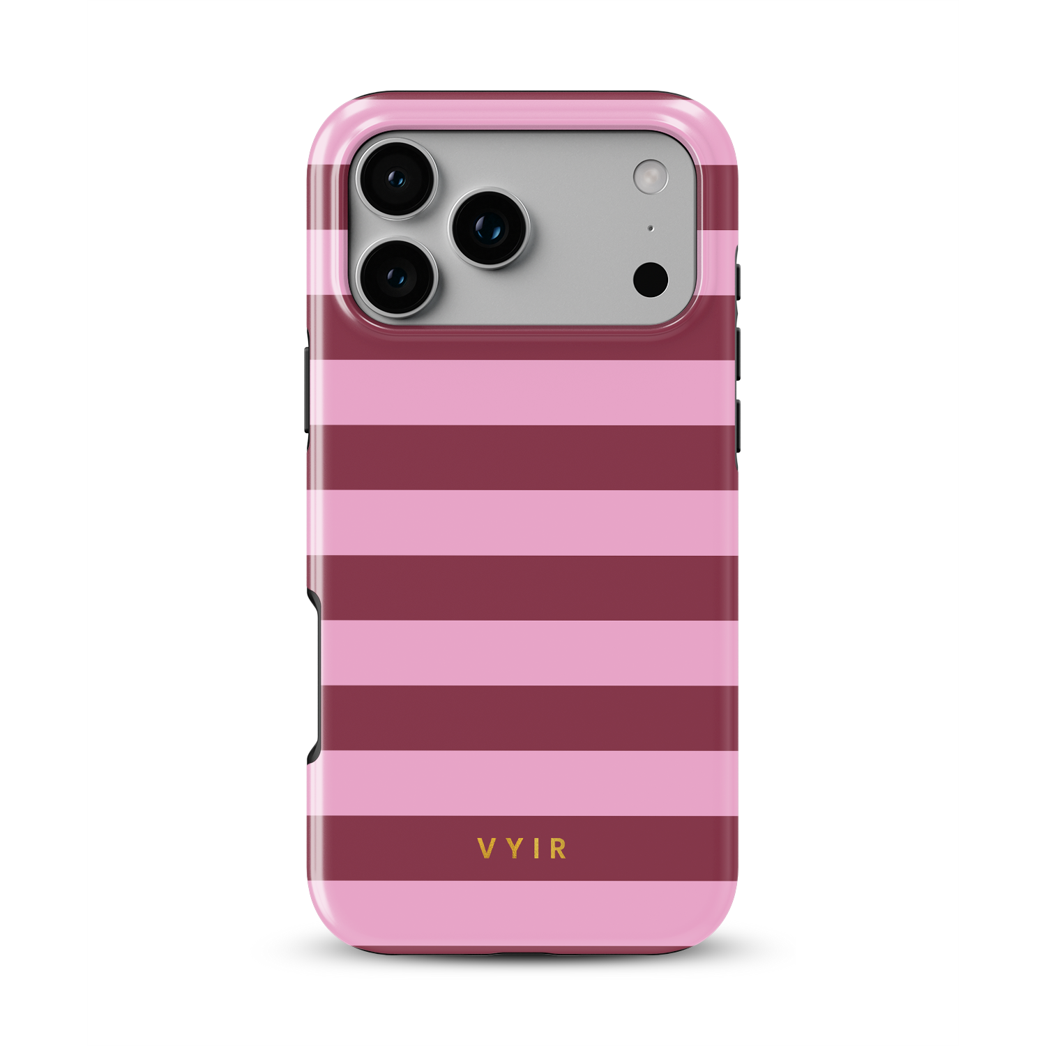 Horizontal Stripes, Candy Pink - Shockproof Phone Case