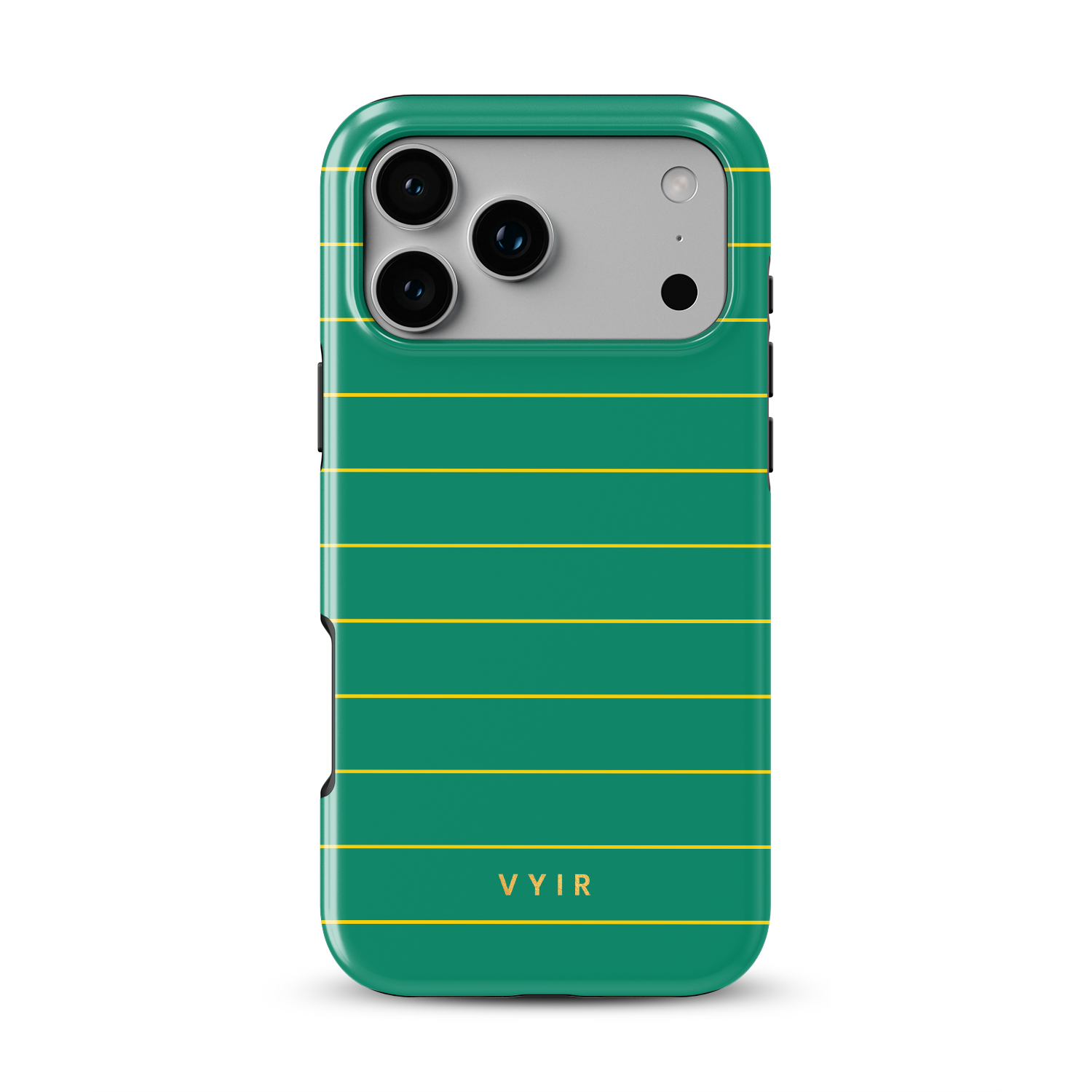 Horizontal Stripes, Goldline Green - Shockproof MagSafe iPhone Case