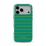 Horizontal Stripes, Goldline Green - Shockproof MagSafe iPhone Case