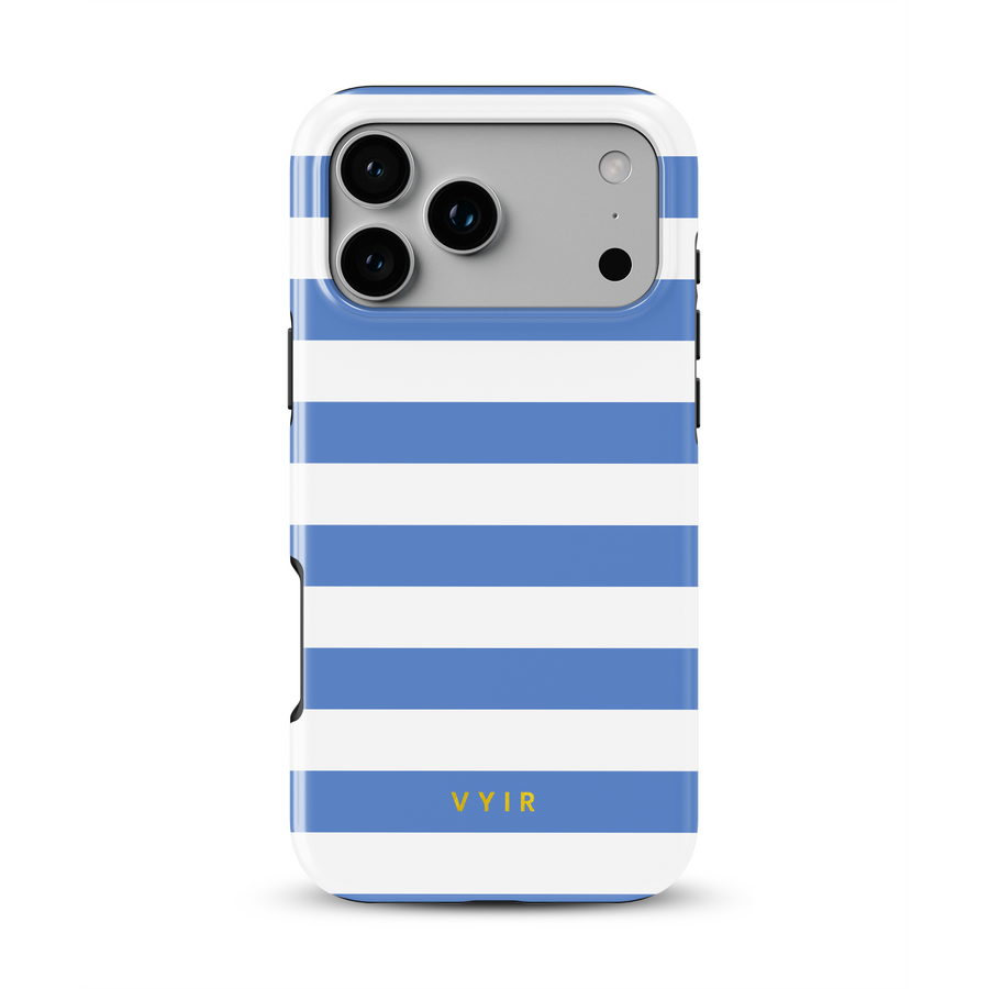 Horizontal Stripes, Parisian Blue - Shockproof MagSafe iPhone Case