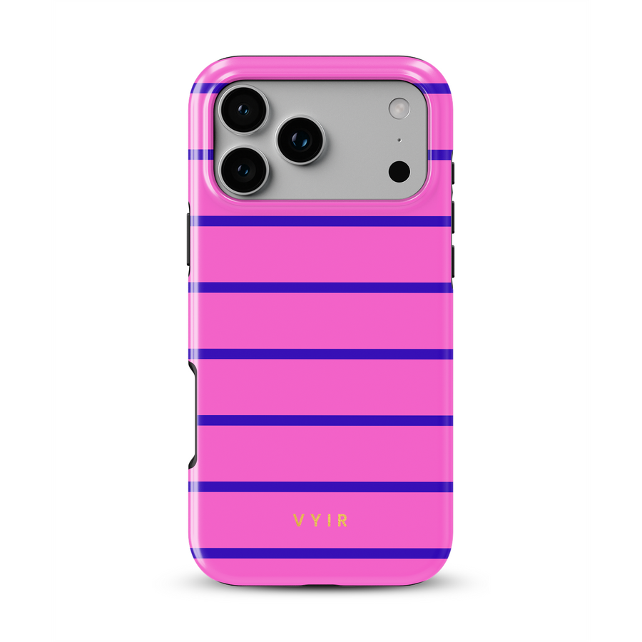 Horizontal Stripes, Pink Curtains - Shockproof MagSafe iPhone Case