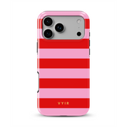 Horizontal Stripes, Red Blush - Shockproof MagSafe iPhone Case