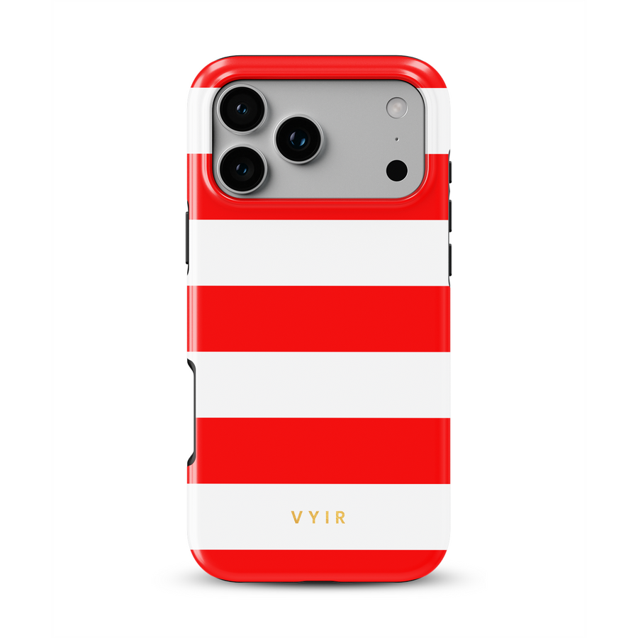 Horizontal Stripes, Red Silk - Shockproof MagSafe iPhone Case