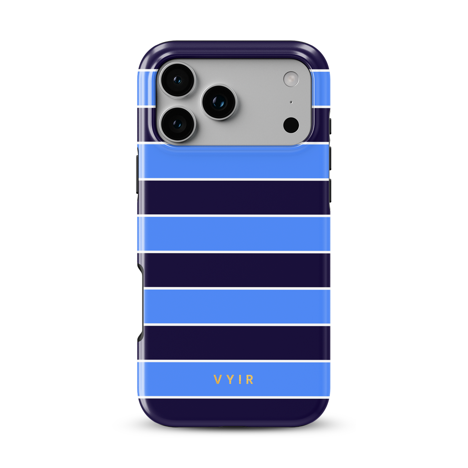 Horizontal Stripes, Rivoli Blue - Shockproof MagSafe iPhone Case