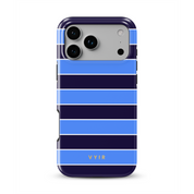 Horizontal Stripes, Rivoli Blue - Shockproof MagSafe iPhone Case
