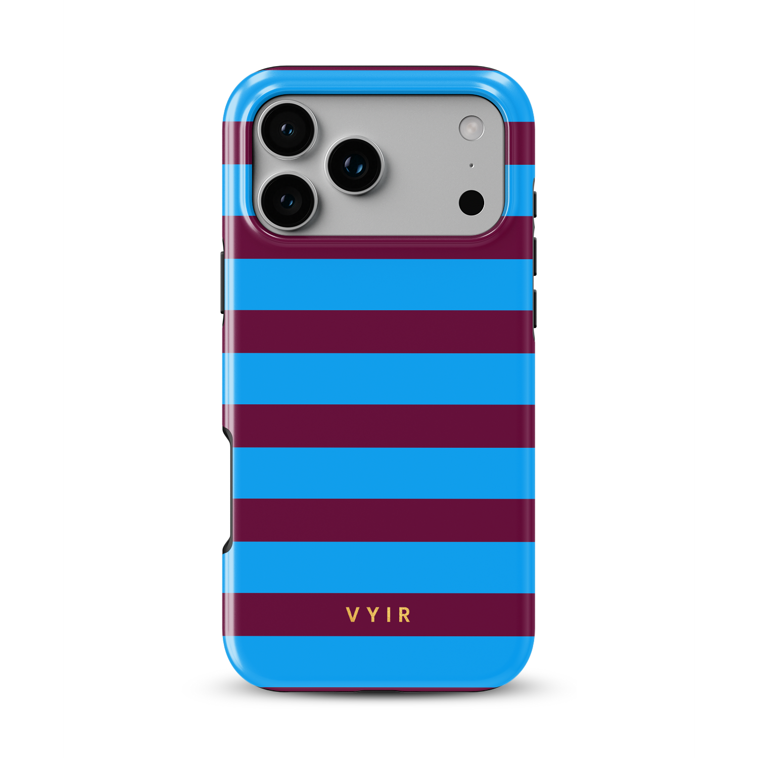 Horizontal Stripes, Track Blue - Shockproof MagSafe iPhone Case