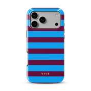 Horizontal Stripes, Track Blue - Shockproof MagSafe iPhone Case