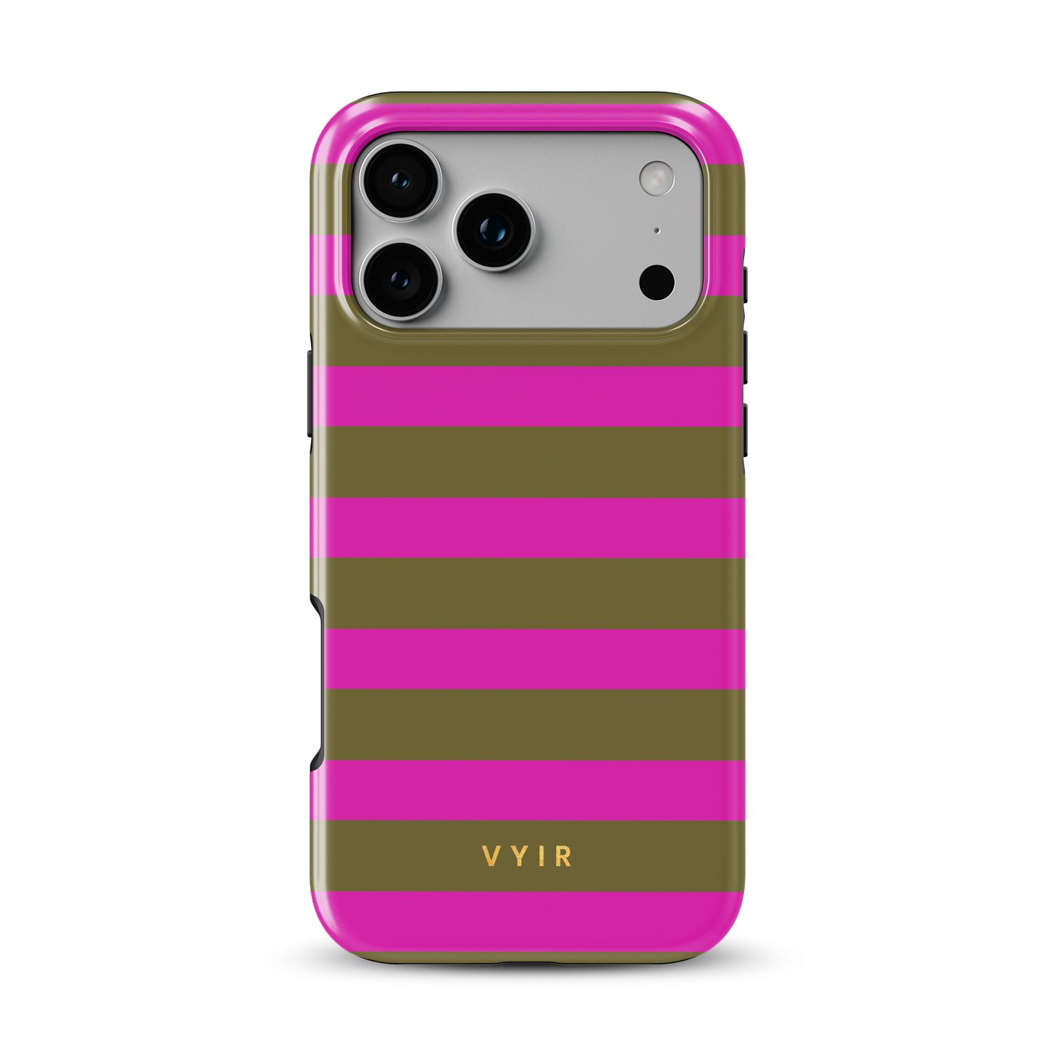 Horizontal Stripes, Urban Olive - Shockproof MagSafe iPhone Case