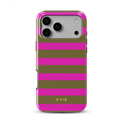 Horizontal Stripes, Urban Olive - Shockproof MagSafe iPhone Case