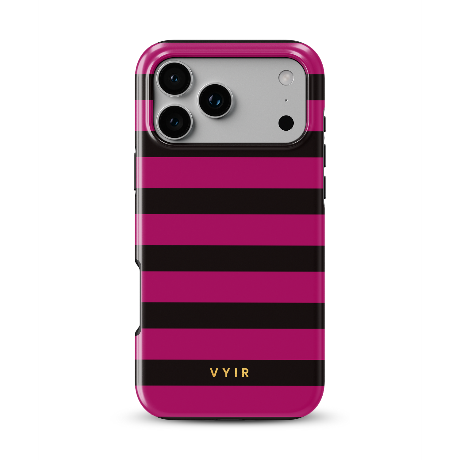 Horizontal Stripes, Wine Red - Shockproof MagSafe iPhone Case