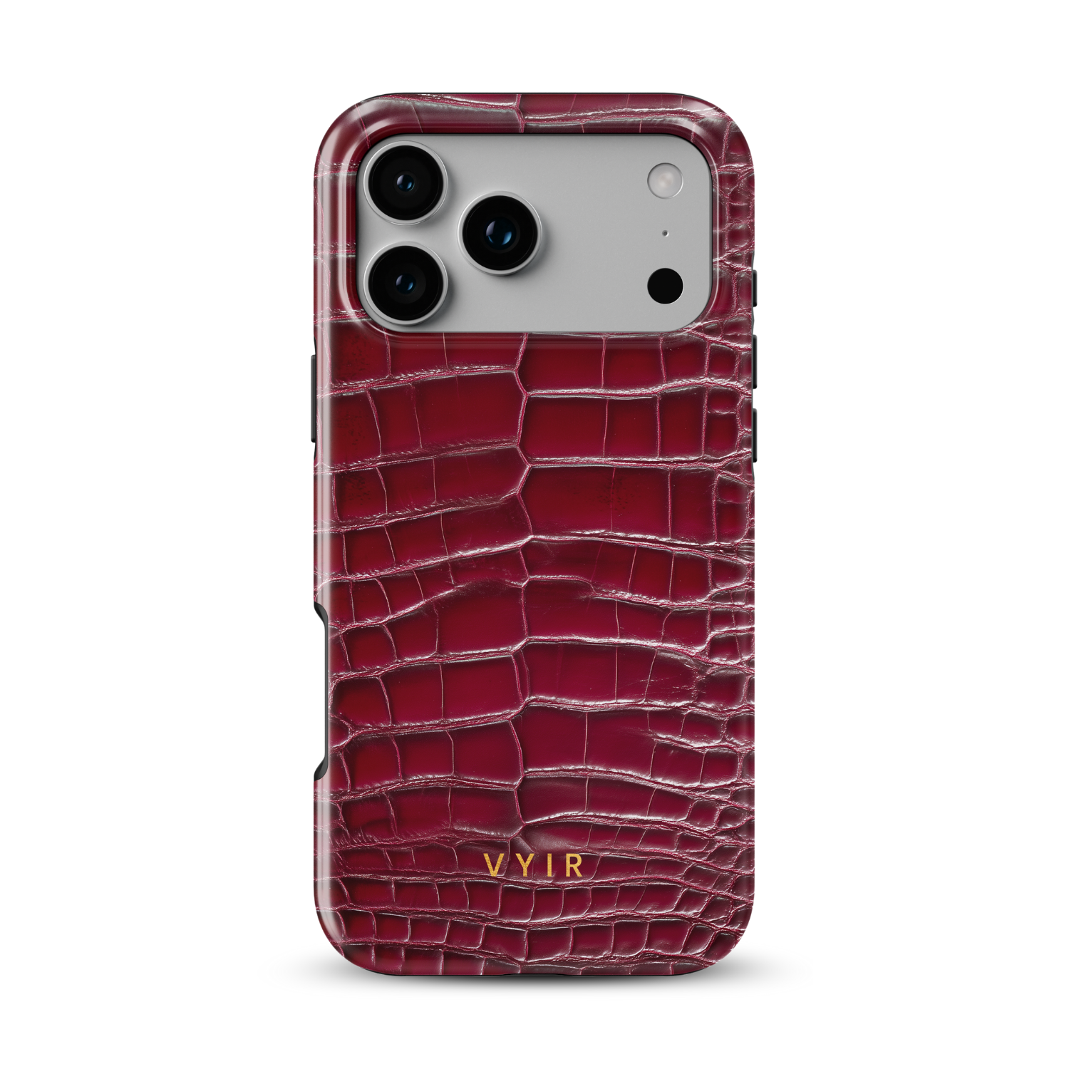 Croc Leather Print Burgundy - Shockproof Phone Case