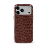 Croc Leather Print Mocha - Tough MagSafe iPhone Case