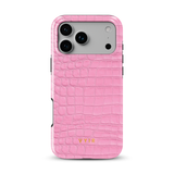 Croc Leather Print Pink - Tough MagSafe iPhone Case
