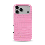 Croc Leather Print Pink - Shockproof Phone Case