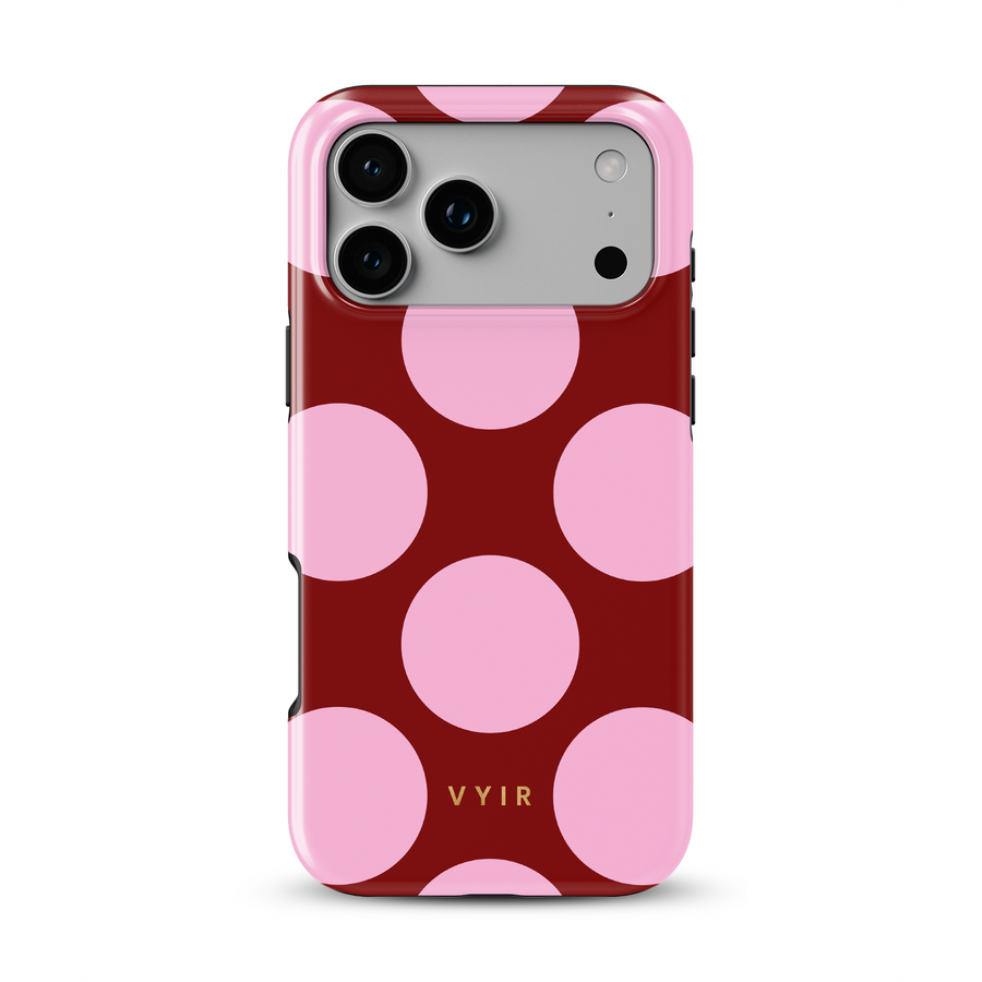 Large Polka Dots, Burgundy Pink - Shockproof MagSafe iPhone Case