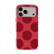 Large Polka Dots, Crimson Red - Shockproof MagSafe iPhone Case