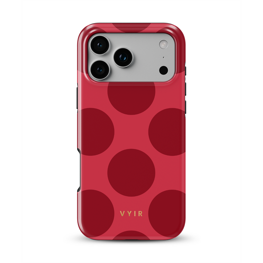 Large Polka Dots, Crimson Red - Shockproof MagSafe iPhone Case