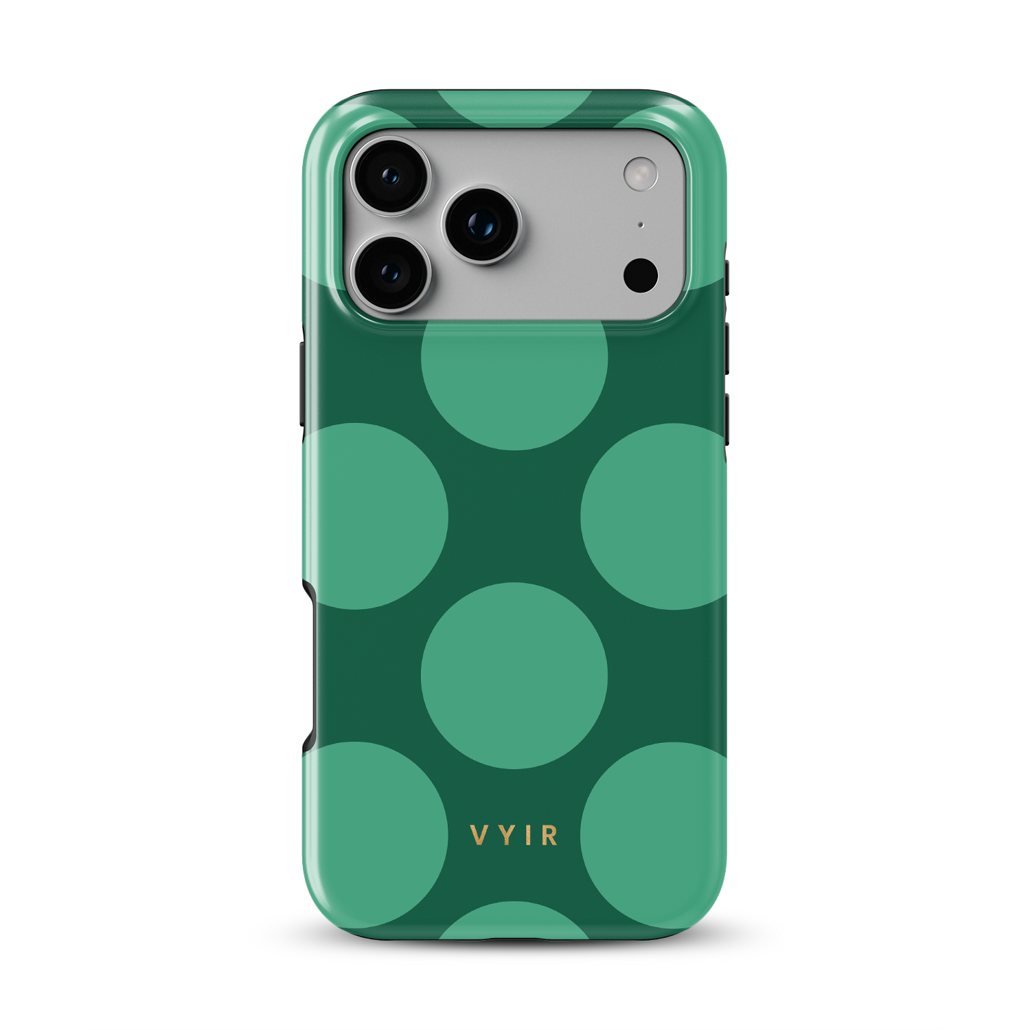 Large Polka Dots, Emerald Green - Shockproof MagSafe iPhone Case
