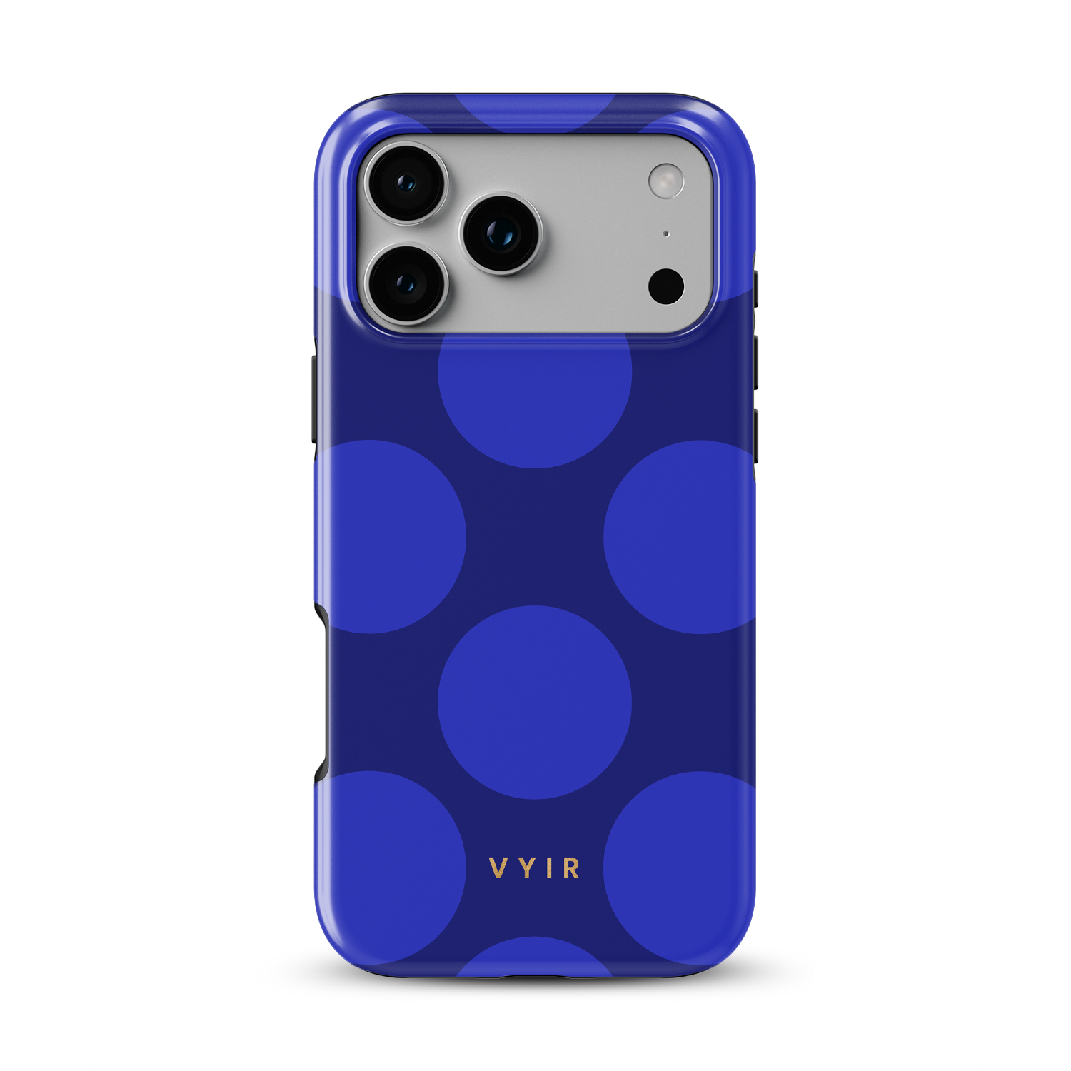 Large Polka Dots, Indigo Blue - Shockproof MagSafe iPhone Case